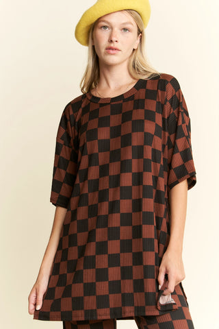 Ribbed Checkered Print Set (Black/Brown) ONLINE EXCLUSIVE