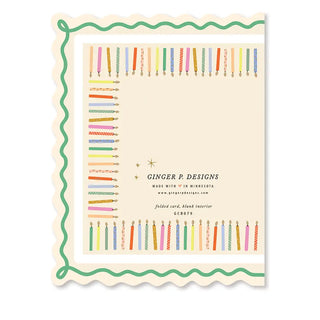 Birthday Cake and Candles Scallop Greeting Card