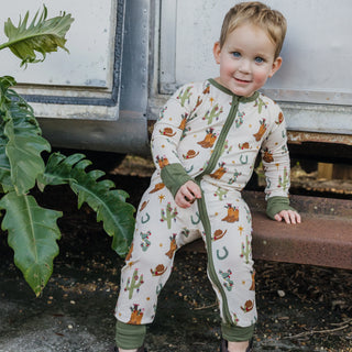 Cowboy Christmas Bamboo Convertible Footie Romper
