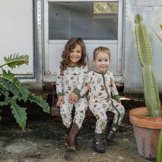 Cowboy Christmas Bamboo Convertible Footie Romper