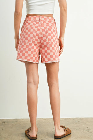 High Waisted Checkered Shorts (Red) ONLINE EXCLUSIVE