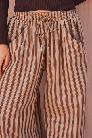Striped Tie Hem Pants (Rust)