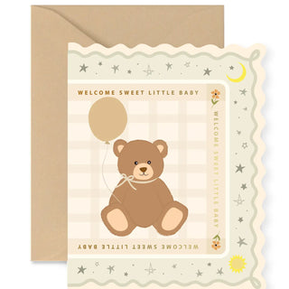 Welcome Baby Bear Scallop Greeting Card