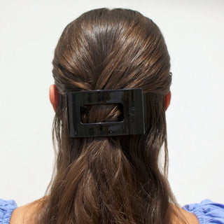 Jet Black Medium Flat Rectangular Hair Clip
