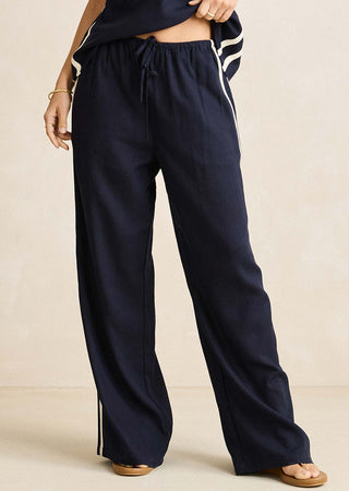 CONTRAST LINEN TRACK PANT (OCEAN)