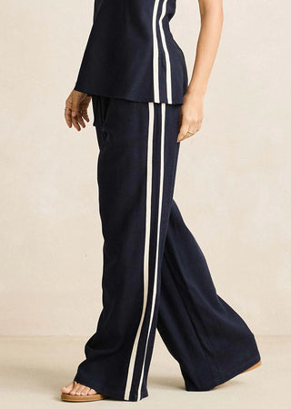 CONTRAST LINEN TRACK PANT (OCEAN)