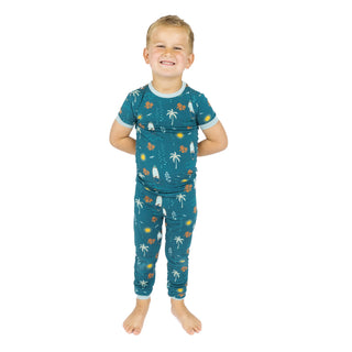 Surfs Up Two-Piece Bamboo Short Sleeve Pajama Kids Pants Set