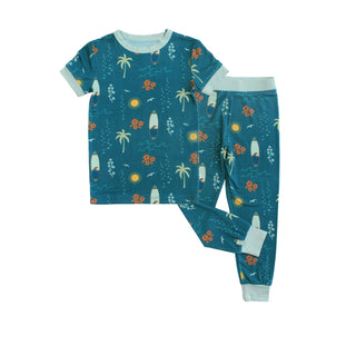 Surfs Up Two-Piece Bamboo Short Sleeve Pajama Kids Pants Set