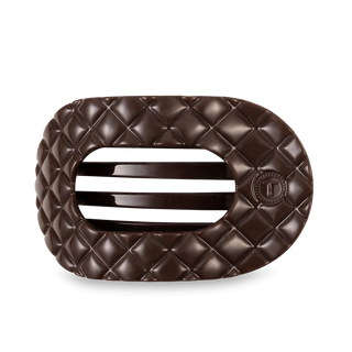 Truly Taupe Quilted Large Flat Round Hair Clip