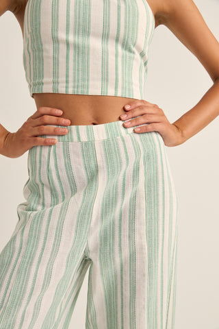 DINERO STRIPE WIDE LEG PANT (green)