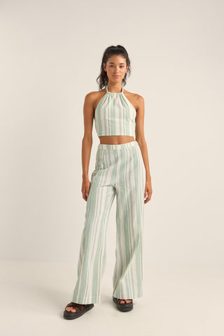 DINERO STRIPE WIDE LEG PANT (green)