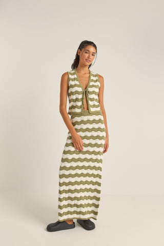 CARMEN STRIPE KNIT MAXI SKIRT (sage)