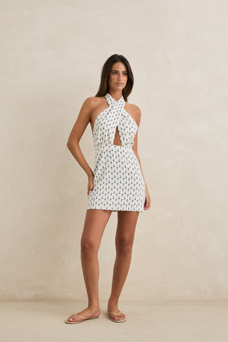 SEACLIFF HALTER MINI DRESS (Natural)  ONLINE EXCLUSIVE