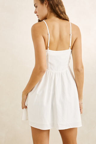 ANNABELLE GATHERED MINI DRESS (WHITE)