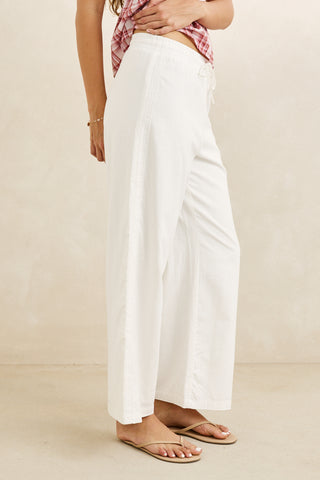 ANNABELLE LACE TRIM BEACH PANT (WHITE)
