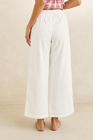 ANNABELLE LACE TRIM BEACH PANT (WHITE)