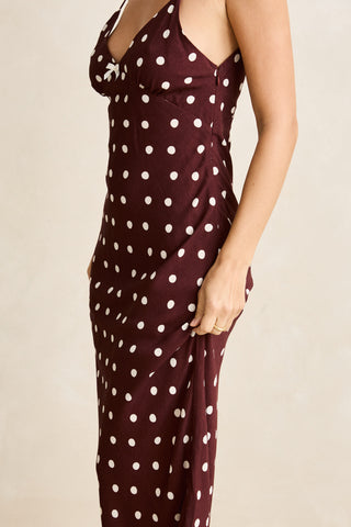 POLKA DOT BIAS MIDI DRESS (CAF) ONLINE EXCLUSIVE