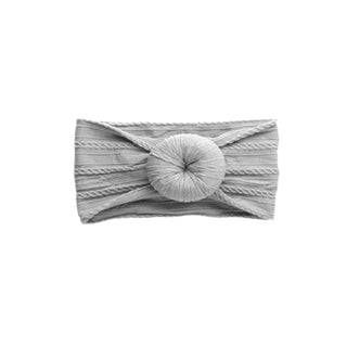 Grey Cable Knit Bun Baby Headband