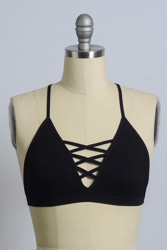 Seamless Lace up Racer Back Bralette 