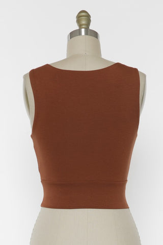 Solid Cropped Round Neck Tank (Redwood)