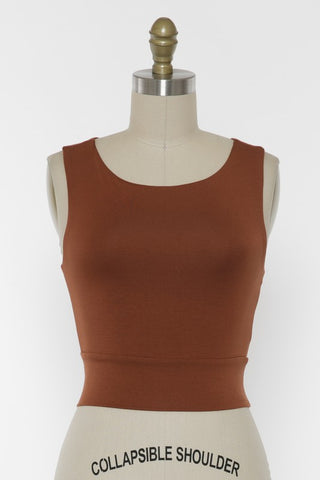 Solid Cropped Round Neck Tank (Redwood)