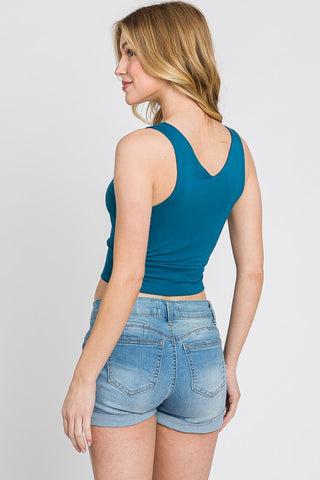 Double V Modal Skimmer Top (Teal)