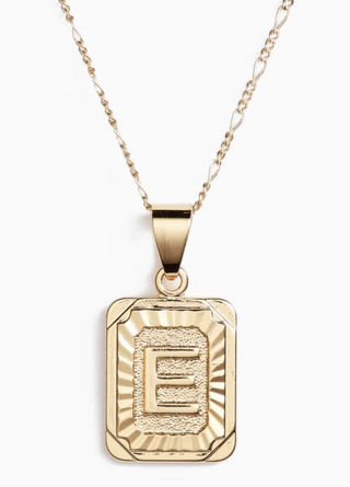 Initial Card Necklace (Gold) 14k Gold Plated