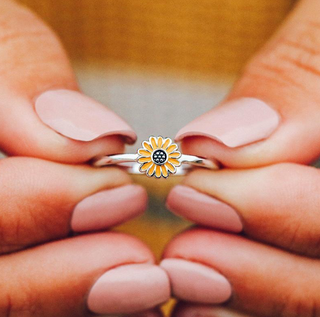 Enamel Sunflower Ring (Silver)