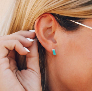 Turquoise Bar Earring (Silver)