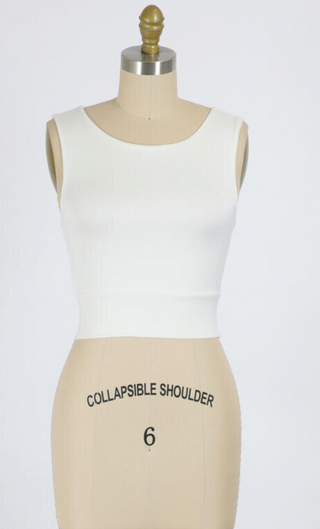 Solid Cropped Round Neck Tank (Ivory)