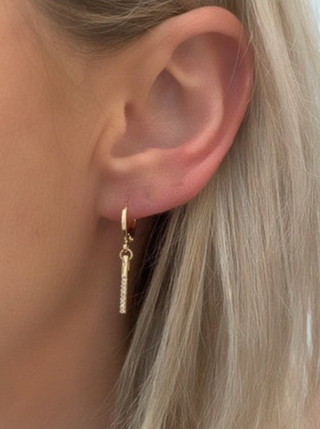 CZ Bar Huggies Earrings