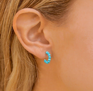 Turquoise Hoop Earrings (SILV)