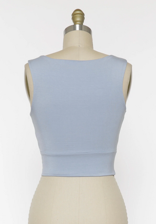 Solid Cropped Round Neck Tank (Baby Blue)