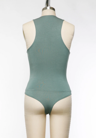 High Neck Sleeveless Bodysuit (Green D)