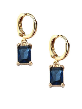 Alina Gem Huggies Earrings (Dark Blue)