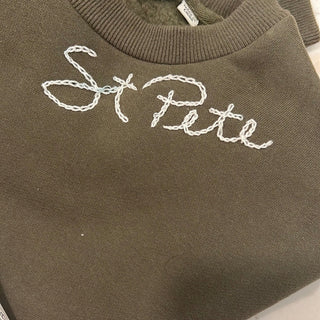 *Custom Hand Stitched Pullover (Washed Green)
